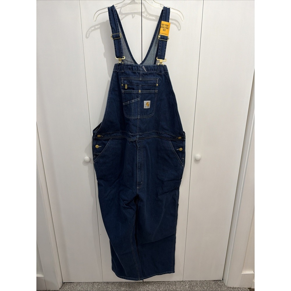 NEW Carhartt Men's 104672 DST Loose Fit Denim Bib Overalls Sz 46x30, OR4672-M